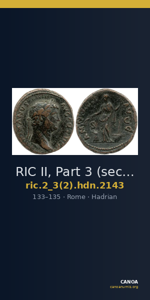 RIC II, Part 3 (second edition) Hadrian 2143 — CANOA