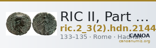 RIC II, Part 3 (second edition) Hadrian 2144 — CANOA