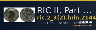 RIC II, Part 3 (second edition) Hadrian 2144 — CANOA