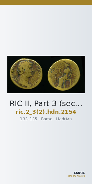RIC II, Part 3 (second edition) Hadrian 2154 — CANOA