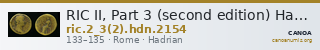RIC II, Part 3 (second edition) Hadrian 2154 — CANOA