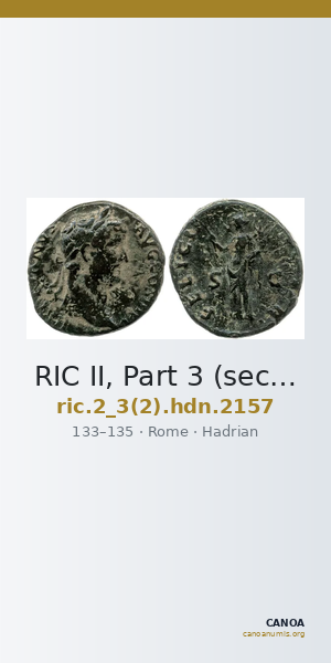RIC II, Part 3 (second edition) Hadrian 2157 — CANOA