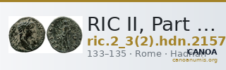 RIC II, Part 3 (second edition) Hadrian 2157 — CANOA