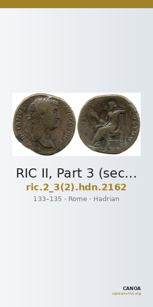 RIC II, Part 3 (second edition) Hadrian 2162 — CANOA
