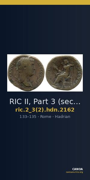 RIC II, Part 3 (second edition) Hadrian 2162 — CANOA
