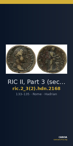 RIC II, Part 3 (second edition) Hadrian 2168 — CANOA