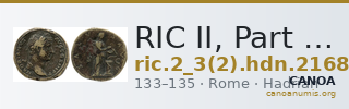 RIC II, Part 3 (second edition) Hadrian 2168 — CANOA