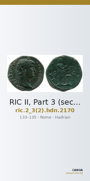 RIC II, Part 3 (second edition) Hadrian 2170 — CANOA