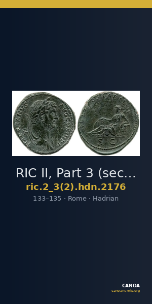 RIC II, Part 3 (second edition) Hadrian 2176 — CANOA