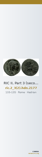 RIC II, Part 3 (second edition) Hadrian 2177 — CANOA
