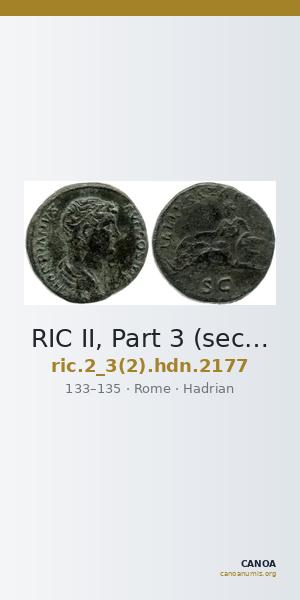 RIC II, Part 3 (second edition) Hadrian 2177 — CANOA