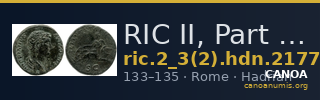 RIC II, Part 3 (second edition) Hadrian 2177 — CANOA