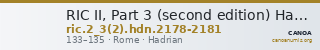 RIC II, Part 3 (second edition) Hadrian 2178-2181 — CANOA