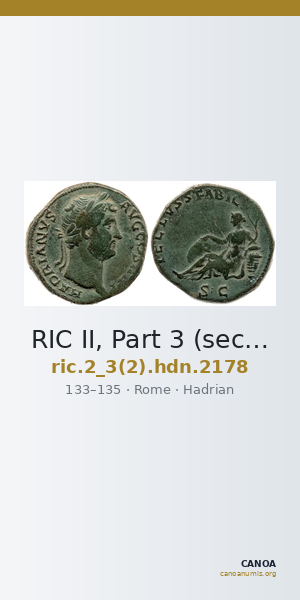 RIC II, Part 3 (second edition) Hadrian 2178 — CANOA