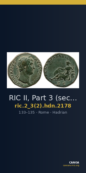 RIC II, Part 3 (second edition) Hadrian 2178 — CANOA