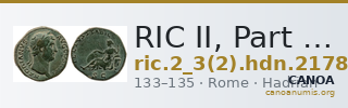 RIC II, Part 3 (second edition) Hadrian 2178 — CANOA