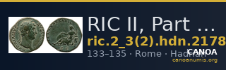 RIC II, Part 3 (second edition) Hadrian 2178 — CANOA