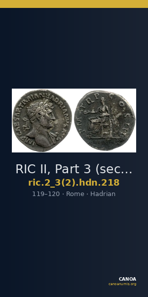 RIC II, Part 3 (second edition) Hadrian 218 — CANOA