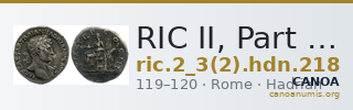RIC II, Part 3 (second edition) Hadrian 218 — CANOA