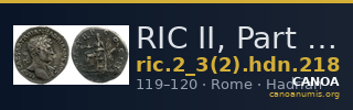 RIC II, Part 3 (second edition) Hadrian 218 — CANOA