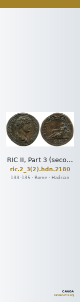 RIC II, Part 3 (second edition) Hadrian 2180 — CANOA