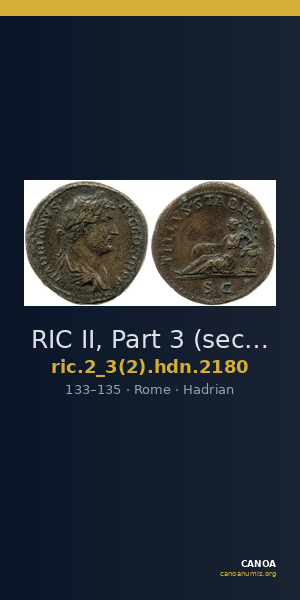 RIC II, Part 3 (second edition) Hadrian 2180 — CANOA