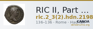 RIC II, Part 3 (second edition) Hadrian 2198 — CANOA