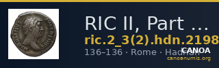 RIC II, Part 3 (second edition) Hadrian 2198 — CANOA