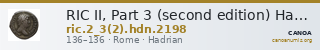 RIC II, Part 3 (second edition) Hadrian 2198 — CANOA