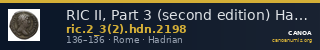 RIC II, Part 3 (second edition) Hadrian 2198 — CANOA