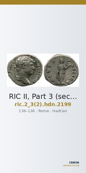 RIC II, Part 3 (second edition) Hadrian 2199 — CANOA