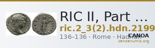 RIC II, Part 3 (second edition) Hadrian 2199 — CANOA