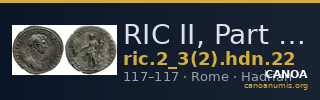 RIC II, Part 3 (second edition) Hadrian 22 — CANOA