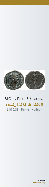 RIC II, Part 3 (second edition) Hadrian 2200 — CANOA