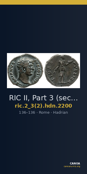 RIC II, Part 3 (second edition) Hadrian 2200 — CANOA
