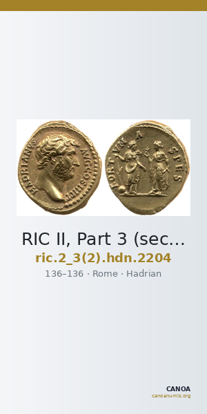 RIC II, Part 3 (second edition) Hadrian 2204 — CANOA