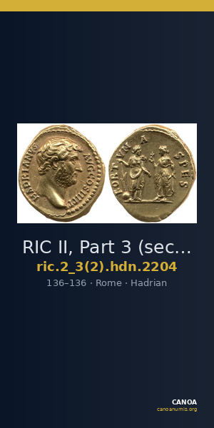 RIC II, Part 3 (second edition) Hadrian 2204 — CANOA