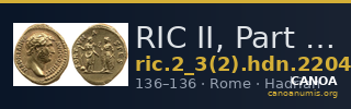 RIC II, Part 3 (second edition) Hadrian 2204 — CANOA