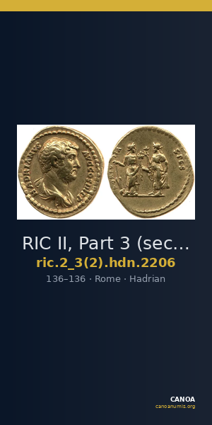 RIC II, Part 3 (second edition) Hadrian 2206 — CANOA