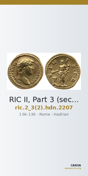 RIC II, Part 3 (second edition) Hadrian 2207 — CANOA