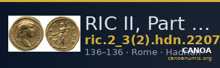 RIC II, Part 3 (second edition) Hadrian 2207 — CANOA