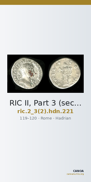 RIC II, Part 3 (second edition) Hadrian 221 — CANOA