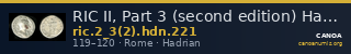 RIC II, Part 3 (second edition) Hadrian 221 — CANOA