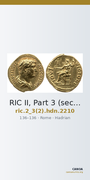 RIC II, Part 3 (second edition) Hadrian 2210 — CANOA