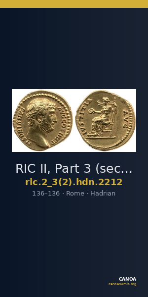 RIC II, Part 3 (second edition) Hadrian 2212 — CANOA