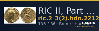 RIC II, Part 3 (second edition) Hadrian 2212 — CANOA