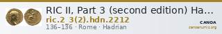 RIC II, Part 3 (second edition) Hadrian 2212 — CANOA