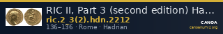 RIC II, Part 3 (second edition) Hadrian 2212 — CANOA