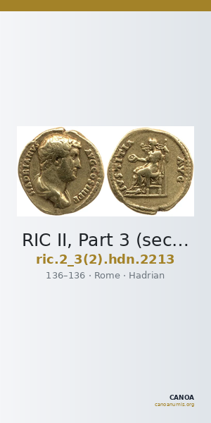 RIC II, Part 3 (second edition) Hadrian 2213 — CANOA