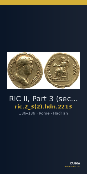 RIC II, Part 3 (second edition) Hadrian 2213 — CANOA